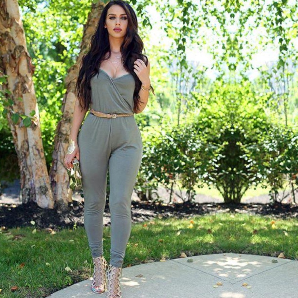 Boohoo khaki green jumpsuit playsuit